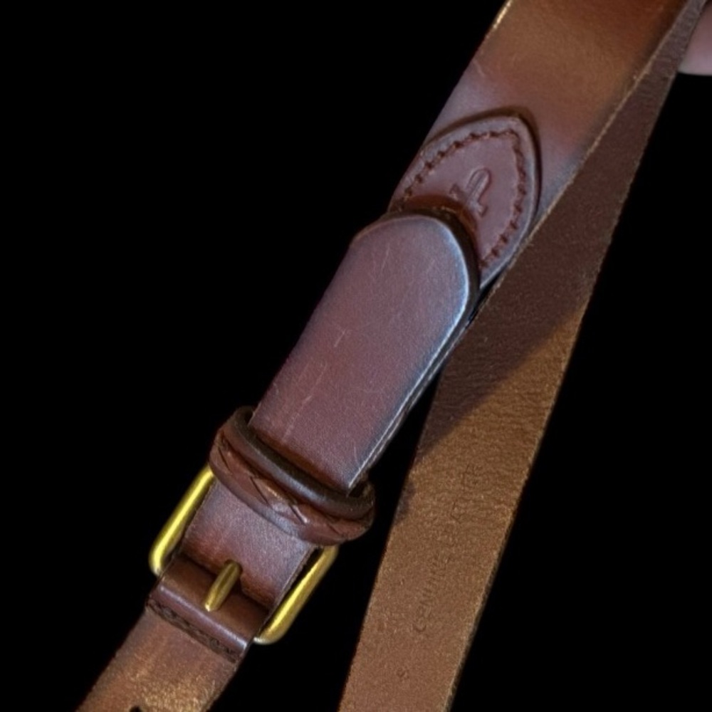 Frye Women's Brown Leather Belt gold brass buckle